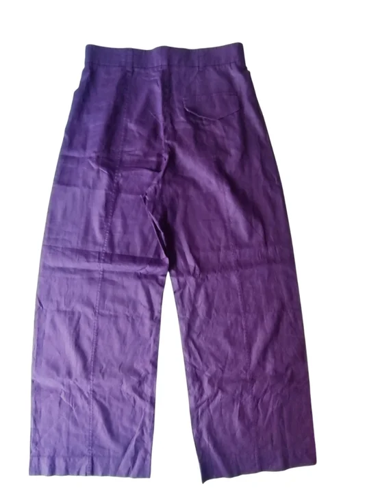 COS Plum Purple High-Rise Wide Leg Linen Trousers Size 10 - Picture 5 of 15